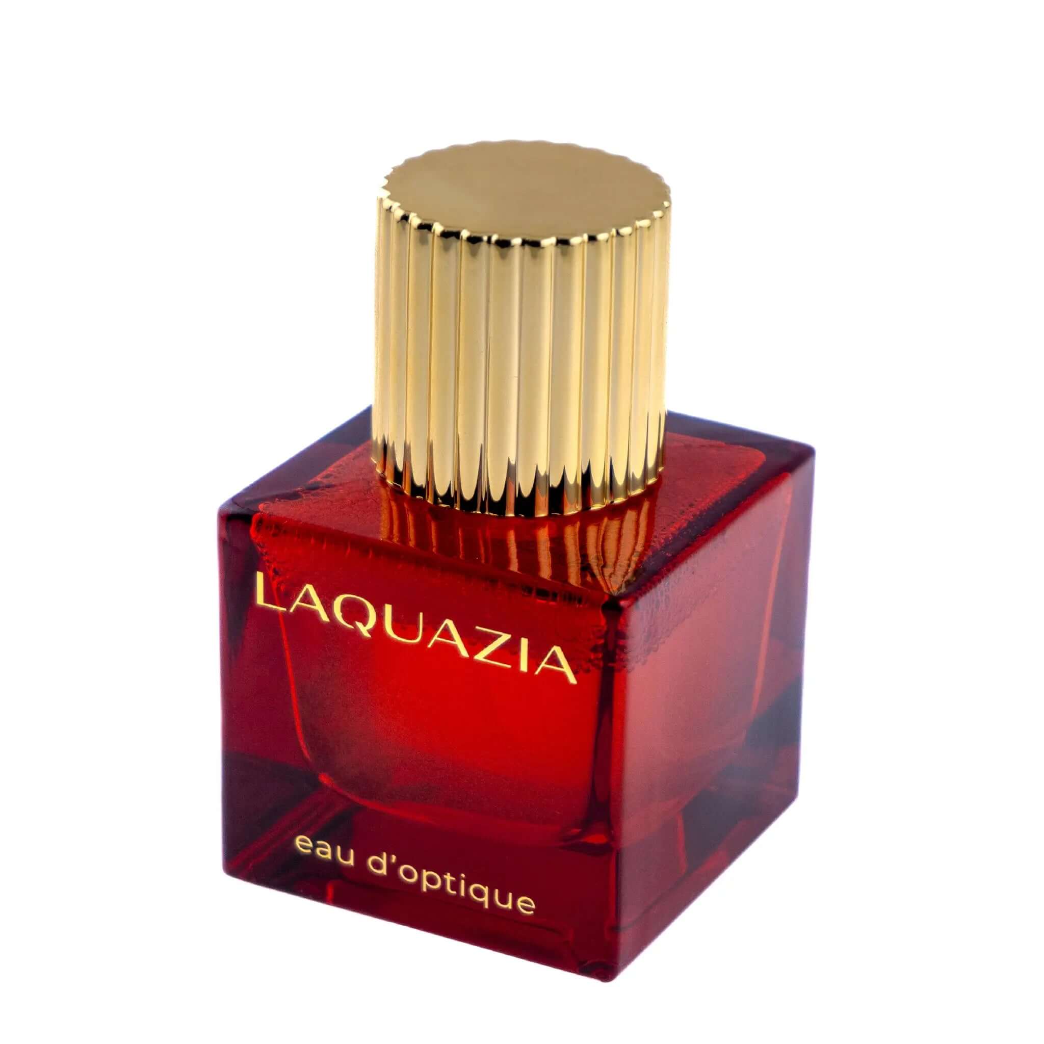 Luxury Rouge Elixir lens cleaner bottle with elegant red design and gold cap, evoking sophistication and timeless elegance.
