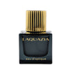 Luxury scented lens cleaner bottle, Laquazia Eau d'Optique with elegant gold cap, evoking sophistication.